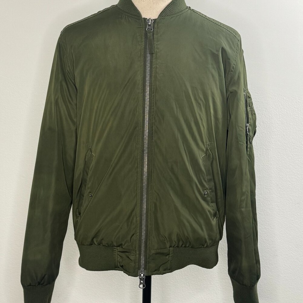 Topman Olive Green with Orange Lining Bomber Jacket | Men’s Medium